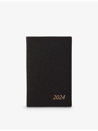 Smythson Black 2024 Panama Wafer Leather Weekly Diary 7cm x 10cm