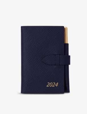 Smythson Black 2024 Panama Wafer Leather Weekly Diary 7cm x 10cm