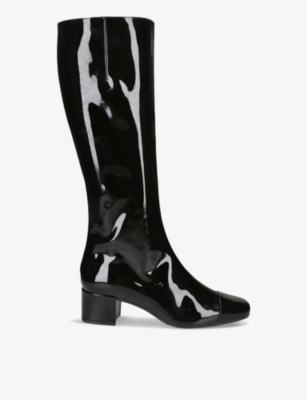 Shop Carel Women's Black Malaga Patent-leather Heeled Knee-high Boots