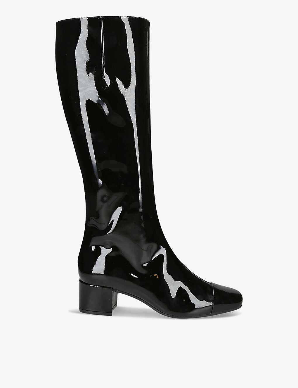 Shop Carel Malaga Patent-leather Heeled Knee-high Boots In Black