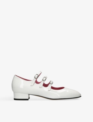 CAREL Arianna triple strap patent leather Mary Jane flats