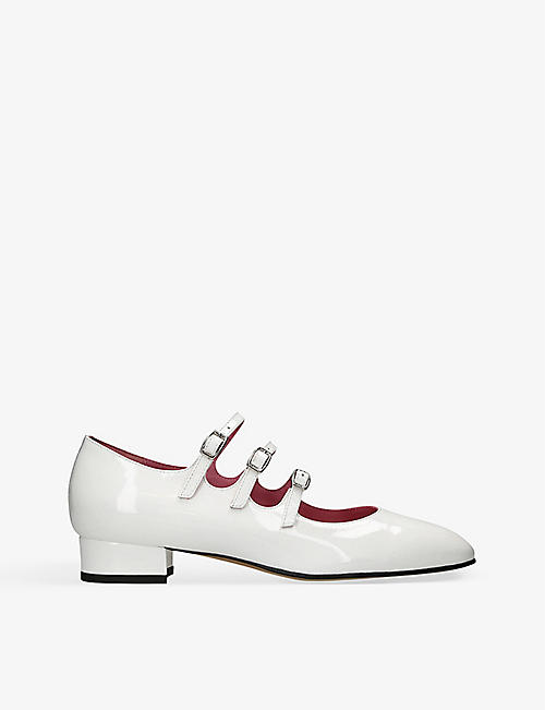 CAREL: Arianna triple-strap patent-leather Mary Jane flats