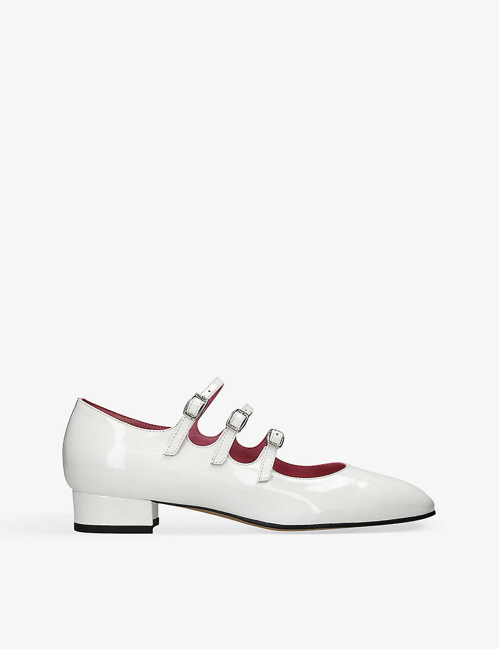 Carel Womens White Arianna Triple-strap Patent-leather Mary Jane Flats
