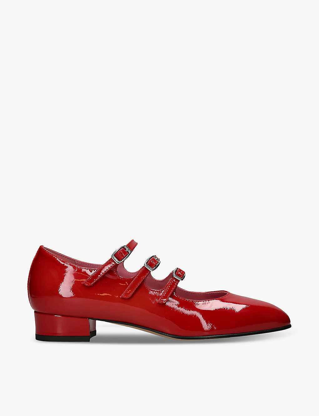 Shop Carel Womens Red Arianna Triple-strap Patent-leather Pumps