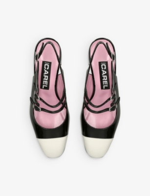 Carel Papaya Sling-back Leather Courts In Blk/white
