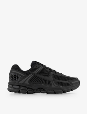 Shop Nike Mens Black Black Zoom Vomero 5 Logo-embossed Leather And Mesh Low-top Trainers