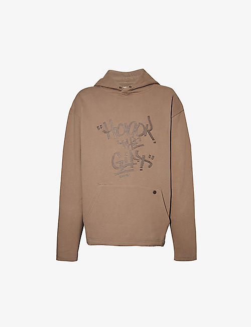 HONOR THE GIFT: Script logo-embroidered cotton-jersey hoody