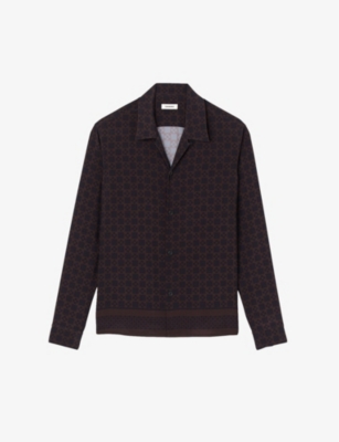 SANDRO: Cross graphic-print relaxed-fit woven shirt