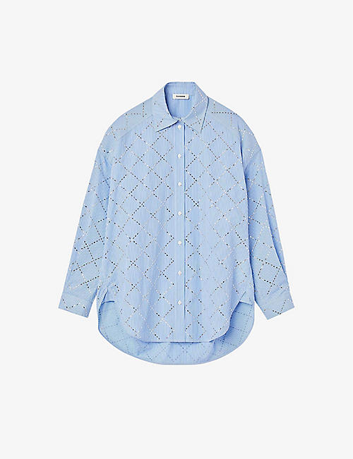 SANDRO: Rhinestone-embellished relaxed-fit cotton shirt
