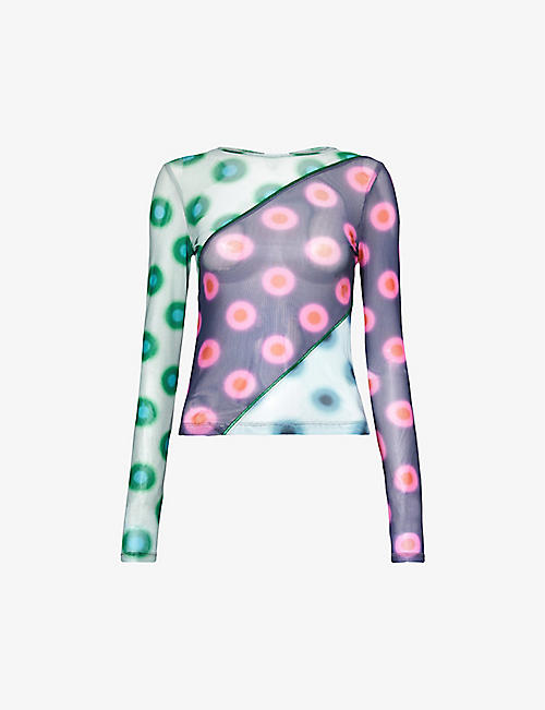 MIAOU: Circle-print recycled-polyester long-sleeved T-shirt