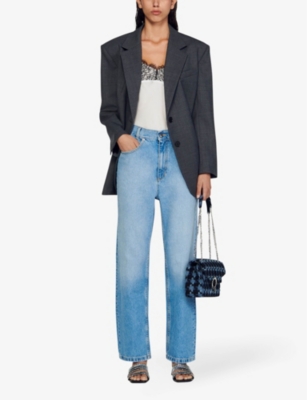 Shop Sandro Women's Bleus Bibi Straight-leg Low-rise Jeans