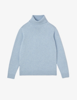 Sandro Mens Bleus Turtleneck Knitted Wool-blend Jumper In Blue