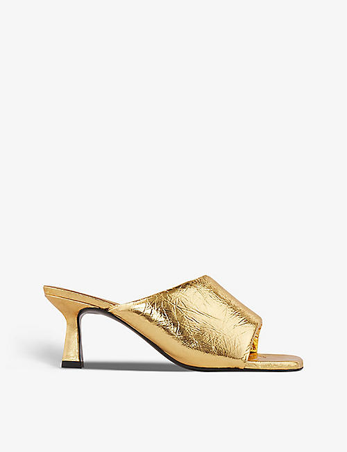 SANDRO: Artenis metallic-leather heeled mules