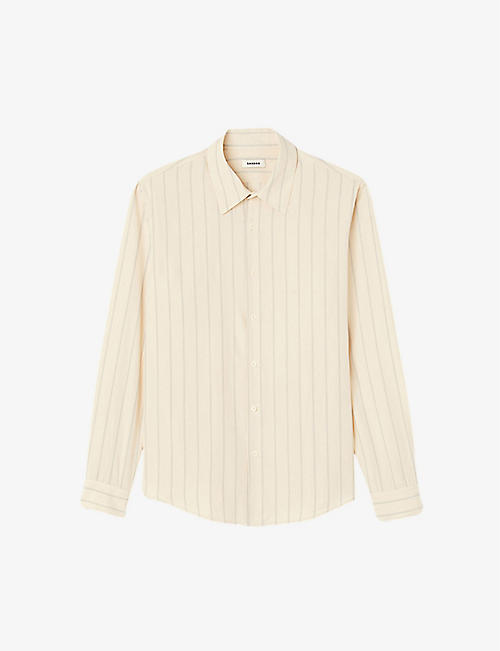 SANDRO: Stripe-pattern relaxed-fit woven shirt