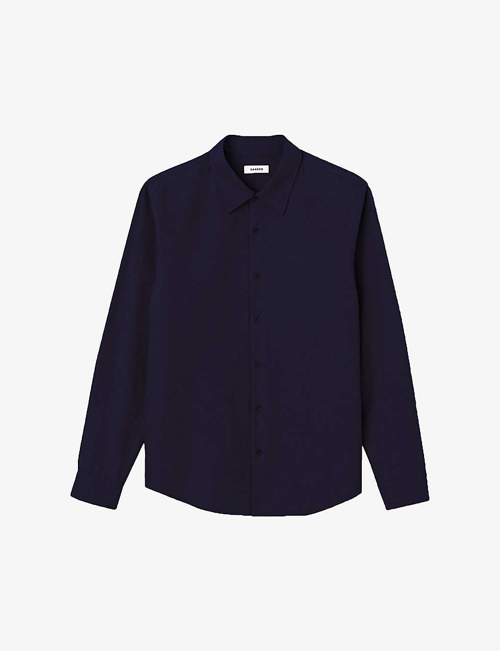 Sandro Mens Bleus Classic-fit Flannel Cotton Shirt In Blue