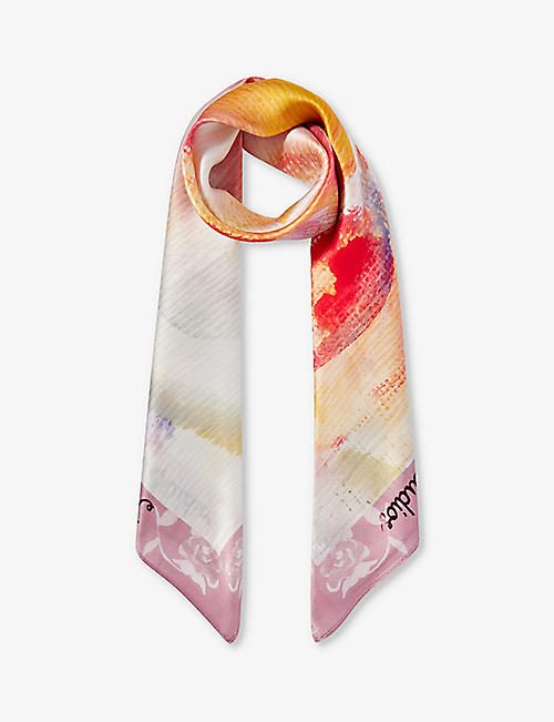 KIDSUPER: Face graphic-print silk scarf