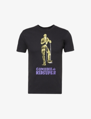 Kidsuper Comedie Branded-print Cotton-jersey T-shirt In Black