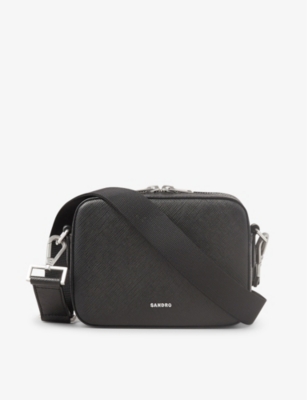 Sandro Noir / Gris Logo-embellished Leather Cross-body Bag