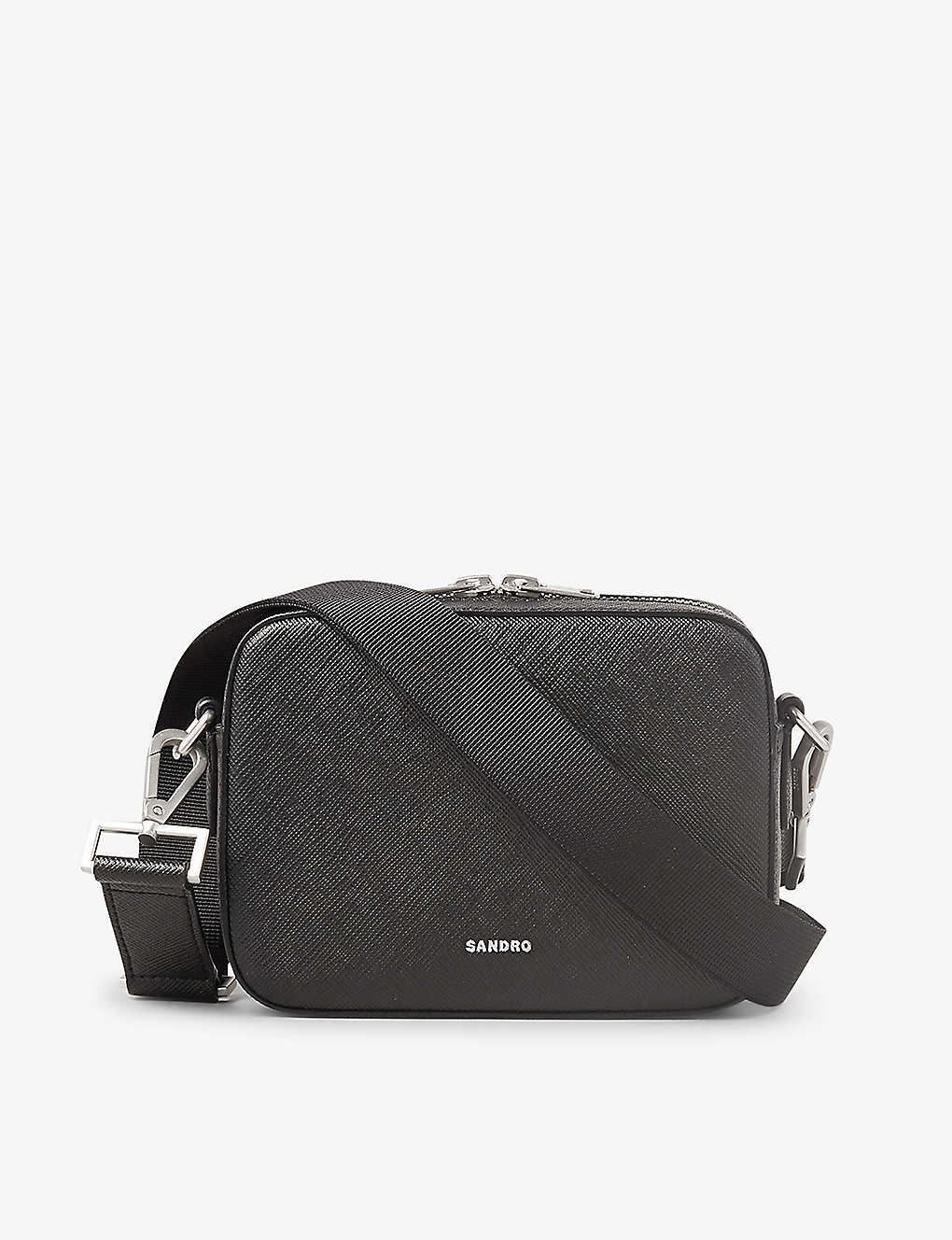 Sandro Noir / Gris Logo-embellished Leather Cross-body Bag
