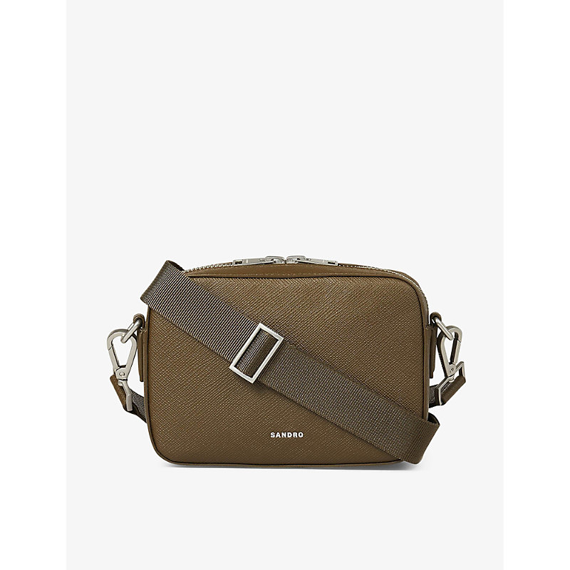 Shop Sandro Verts Logo-embellished Leather Cross-body Bag