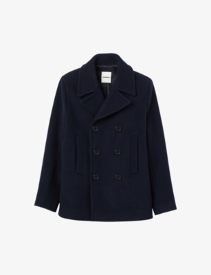 SANDRO: Double-breasted notched-lapel regular-fit wool-blend coat