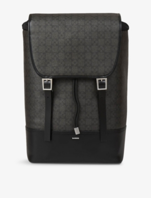 SANDRO: Explorer cross-pattern logo-plaque coated backpack