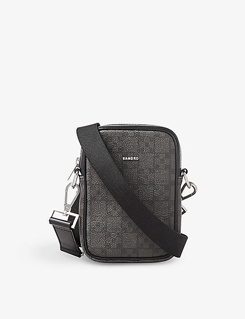 SANDRO: Logo-embellished faux-leather cross-body bag