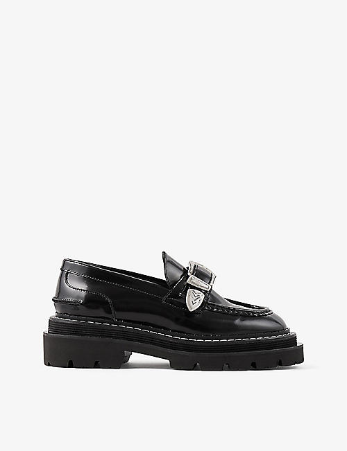 SANDRO: Deilan buckle embellished leather loafers