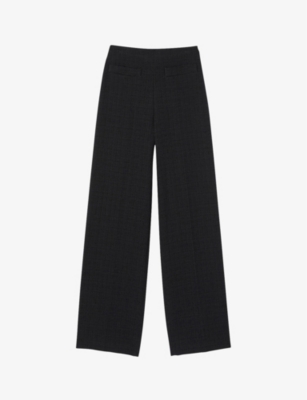 SANDRO: Alima high-rise tweed cotton-blend trousers