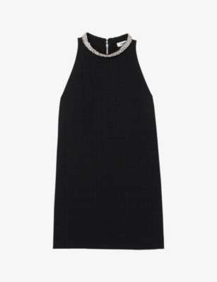 SANDRO: Dorinna crystal-embellished tweed mini dress