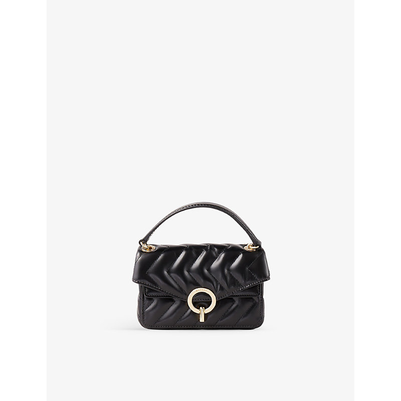 Shop Sandro Noir / Gris Yza Nano Quilted-leather Shoulder Bag
