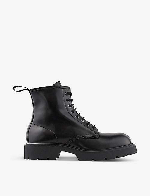 SANDRO: Ranger lace-up leather ankle boots