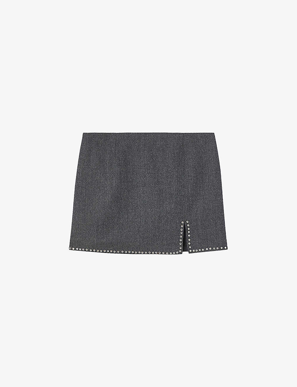 Sandro Fontaine Wool Blend Mini Skirt In Charcoal_grey