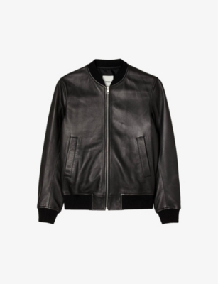 SANDRO: New Monaco stand-collar regular-fit leather jacket