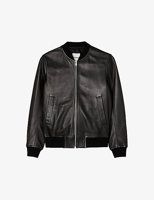 SANDRO: New Monaco stand-collar regular-fit leather jacket