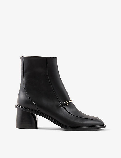 SANDRO: Amber square-toe leather heeled ankle boots