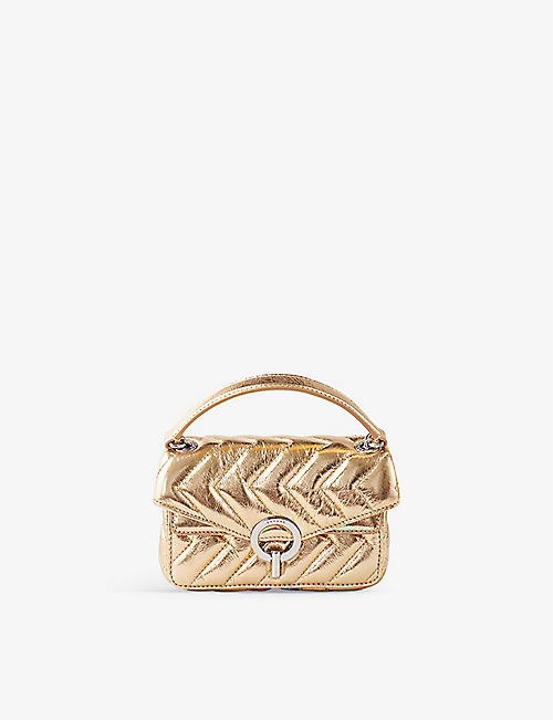 SANDRO: YZA nano quilted-leather cross-body bag