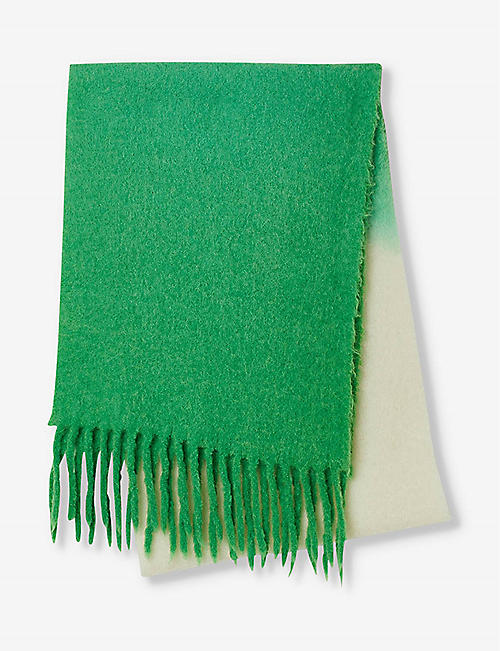 SANDRO: Two-tone fringed alpaca-blend scarf