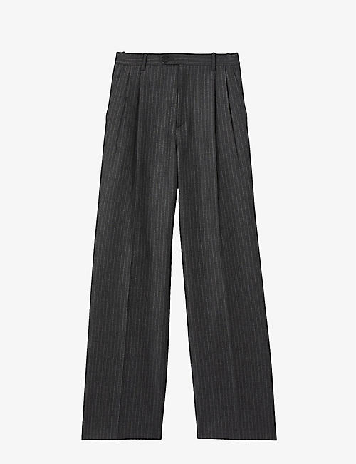 SANDRO: Kelina stripe straight-leg wool trousers