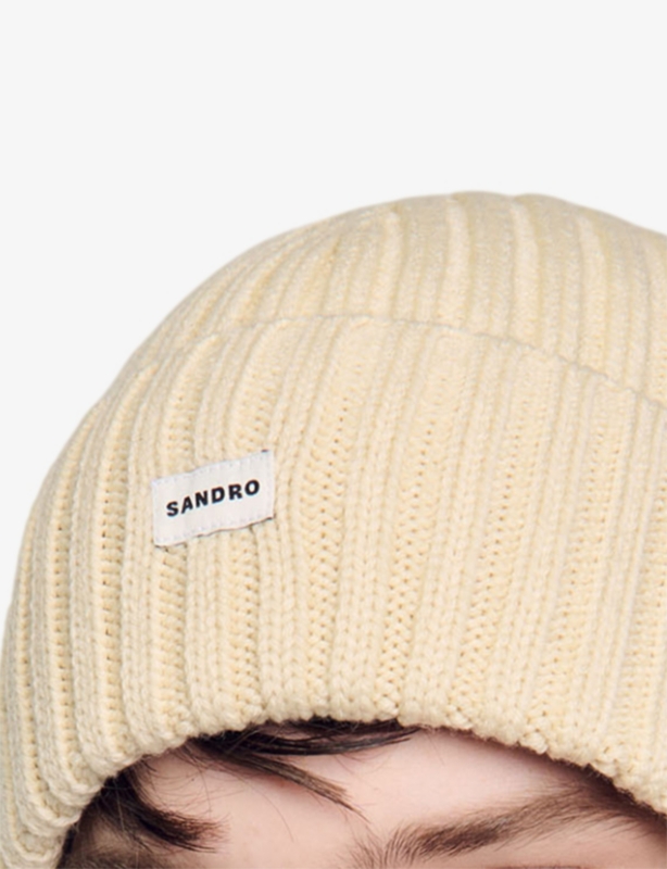 Logo-patch ribbed knitted beanie hat