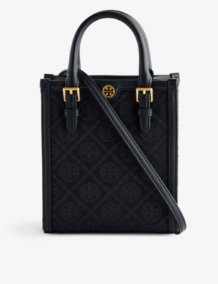 TORY BURCH: Monogram-embellished cotton-blend tote bag