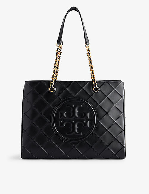 TORY BURCH: Fleming logo-embossed leather tote bag