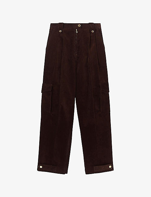 SANDRO: Evan cargo-pocket cotton-velvet trousers