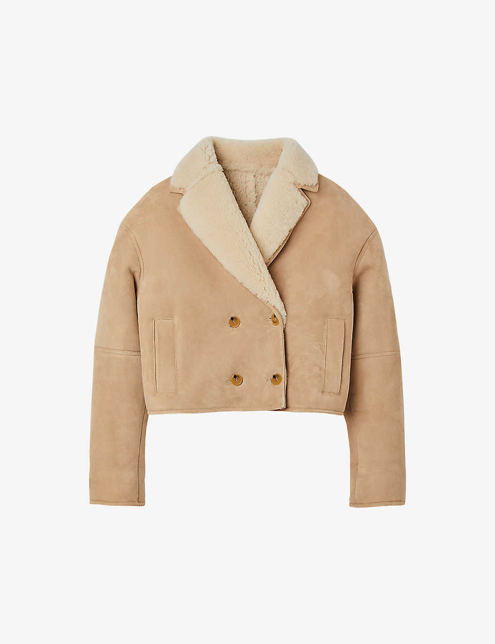 Sandro Cropped Shearling Jacket In White