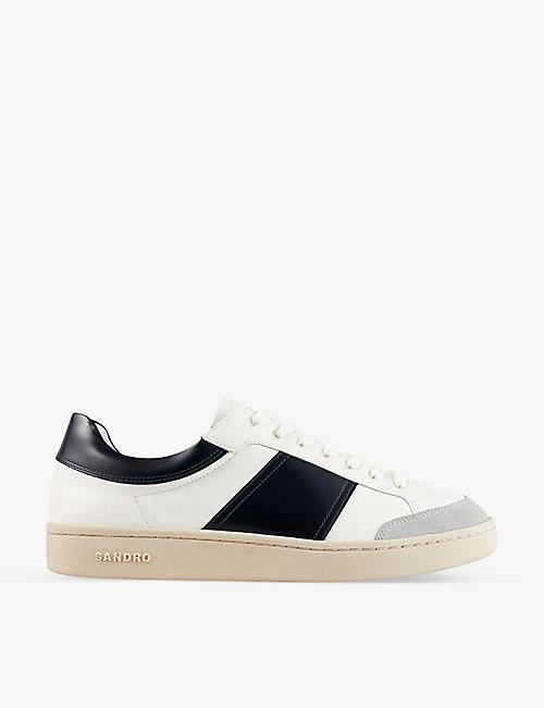SANDRO: Retro contrast-panel leather low-top trainers