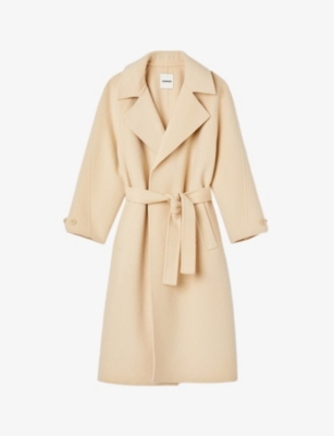 SANDRO SANDRO WOMEN'S NATURELS DOUBLE-BREASTED BELTED WOOL TRENCH COAT