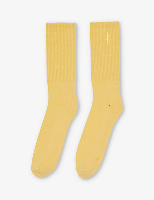 SANDRO: Logo-embroidered ribbed stretch-cotton ankle socks