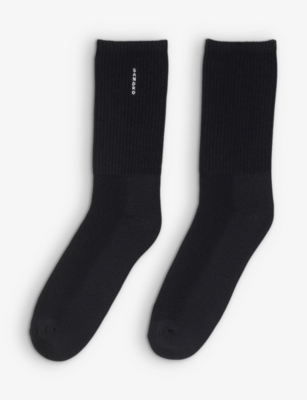 SANDRO: Logo-embroidered ribbed stretch-cotton ankle socks