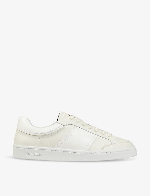 SANDRO: Retro panelled leather low-top trainers