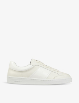 Sandro Mens Naturels Logo-embossed Leather Low-top Trainers In White